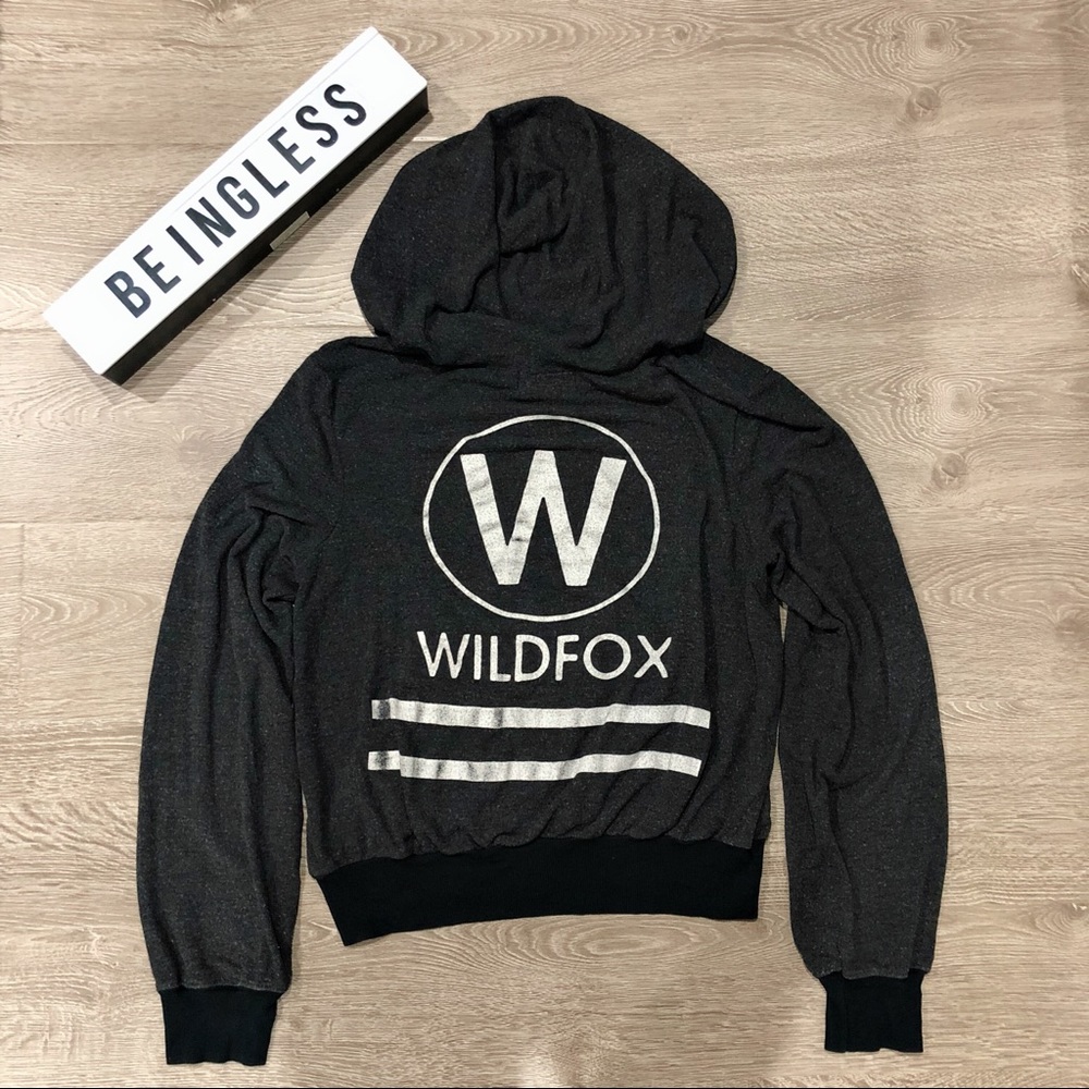 Rare Vintage Wildfox W Logo Malibu Zip Up Hoodie, Grey/Black, Size Small